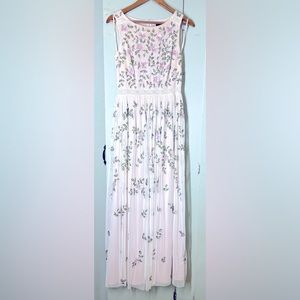 BHLDN x Adrianna Papell MELODY light pink blush beaded gown dress size 8 floral